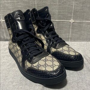 Gucci Men's Black and Gray High-Top Sneakers
